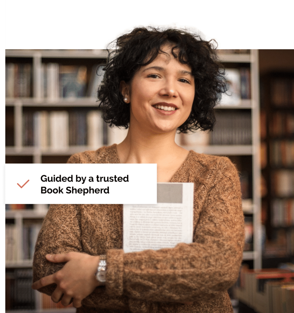 Author with Book in Library
